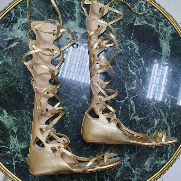 Chanel Gold Gladiator Sandals Sz.38 - Picture 1 of 16